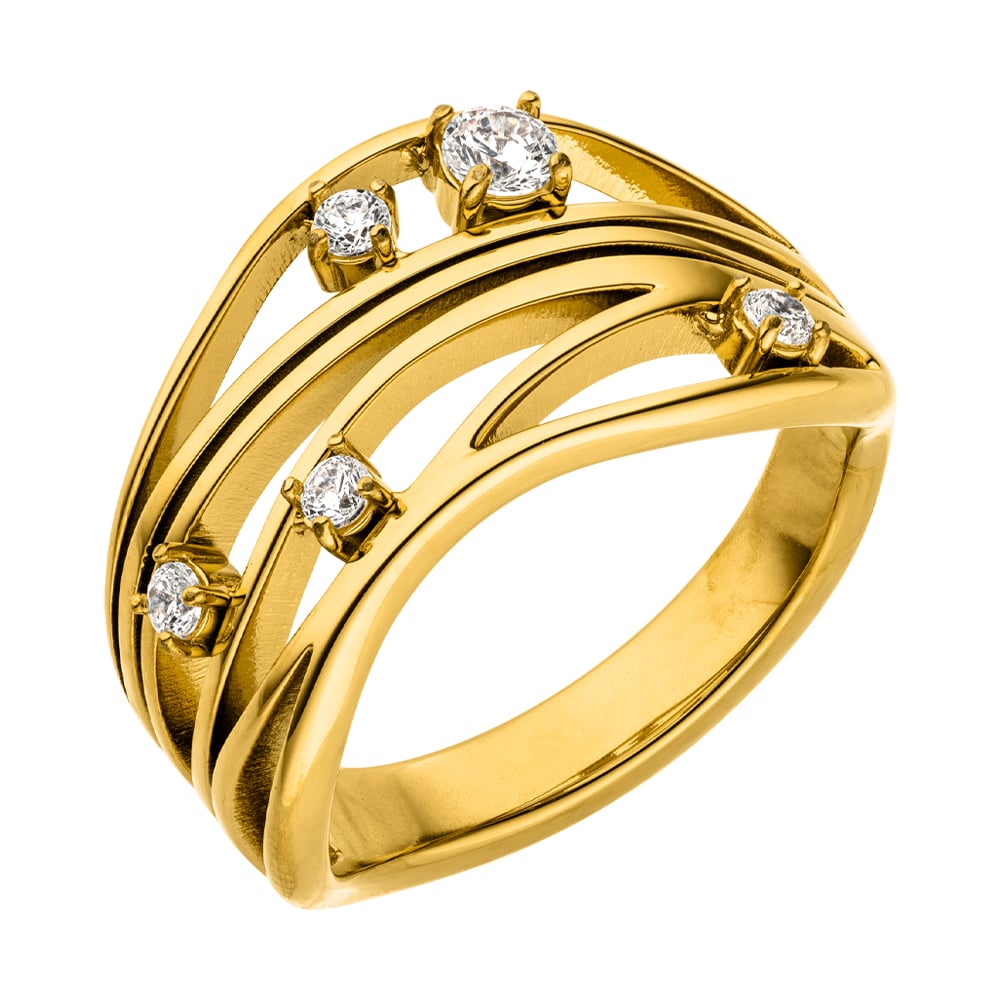 Zirkonia Steine Ring 18K vergoldet Chirurgenstahl wasserfest