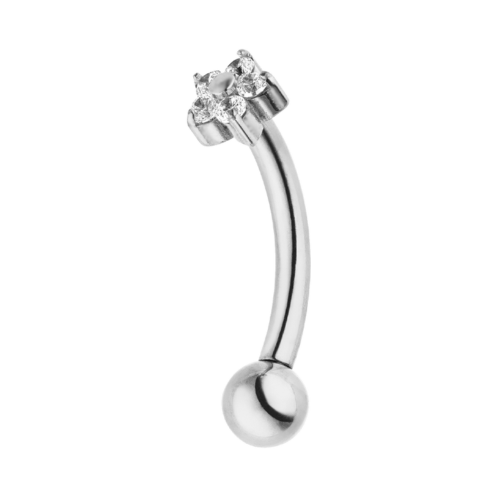 Rook Piercing Titan Silber Blumenform wasserfest Glitzer