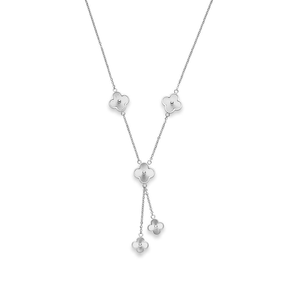 Y-Kette Clover Silber Kleeblatt wasserfest Edelstahl