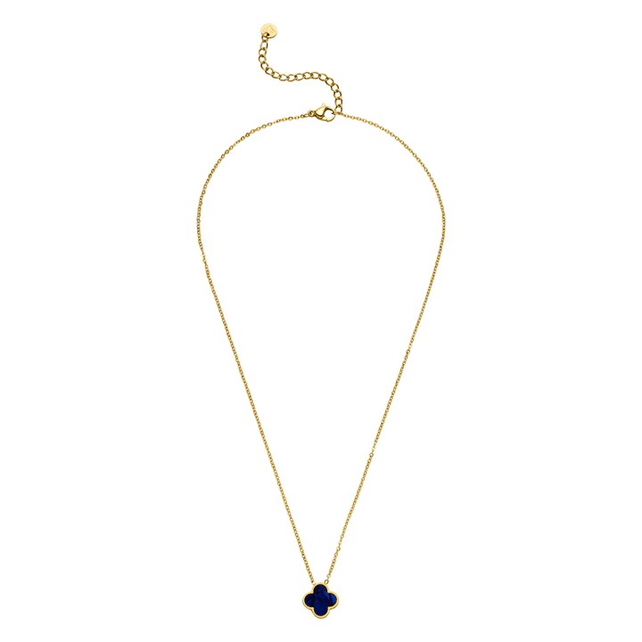 Kleeblatt Halskette Blau 18K vergoldet wasserfest Edelstahl