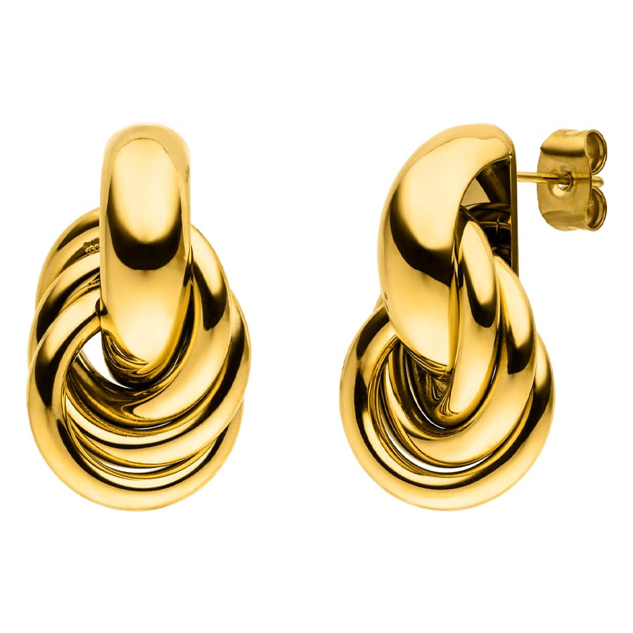 Knoten Ohrringe Ringe Ohrstecker wasserfest 18K vergoldet