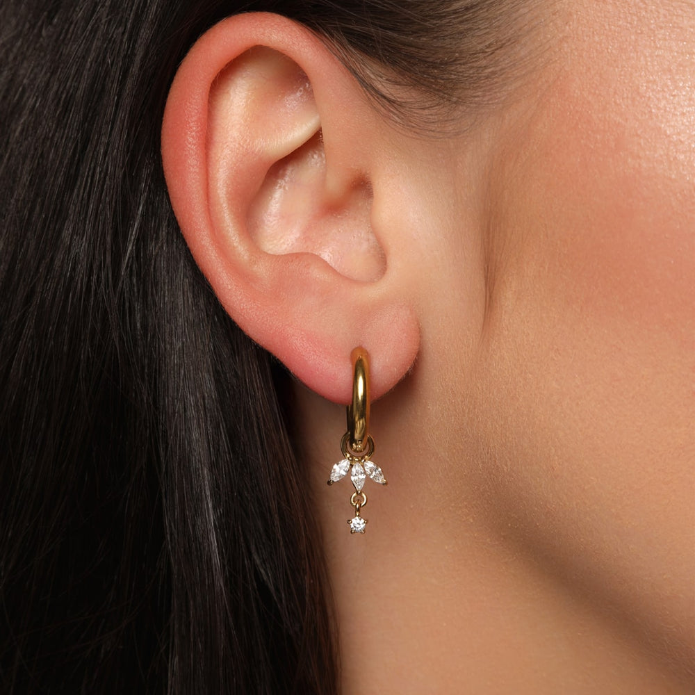 wasserfeste Ohrringe Lotusblume Glitzer 18K vergoldet