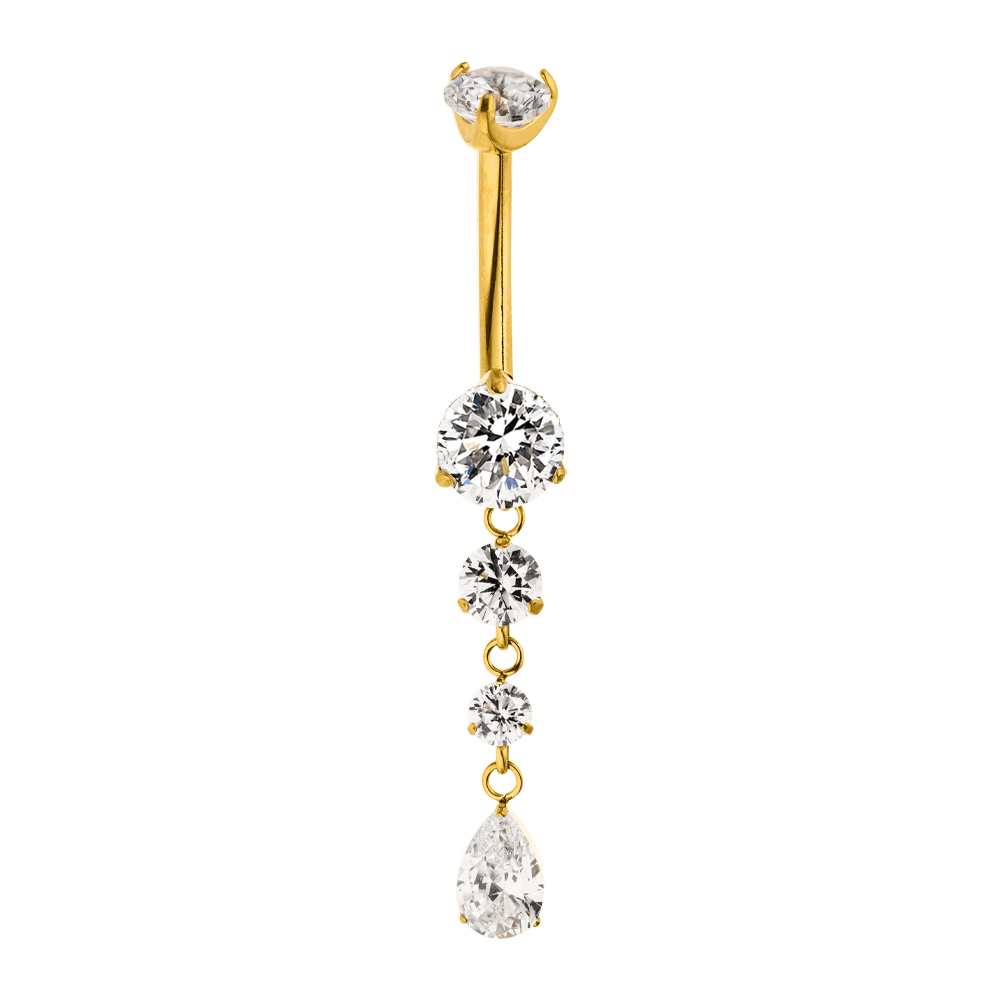 hängendes Bauchnabelpiercing Titan Glitzer Steinchen wasserfest