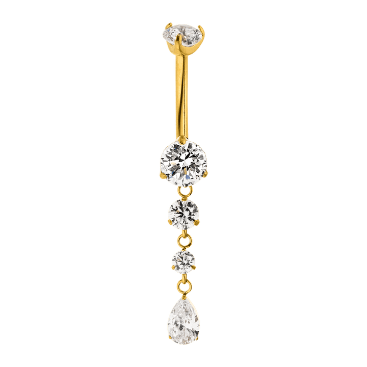 hängendes Bauchnabelpiercing Titan Glitzer Steinchen wasserfest