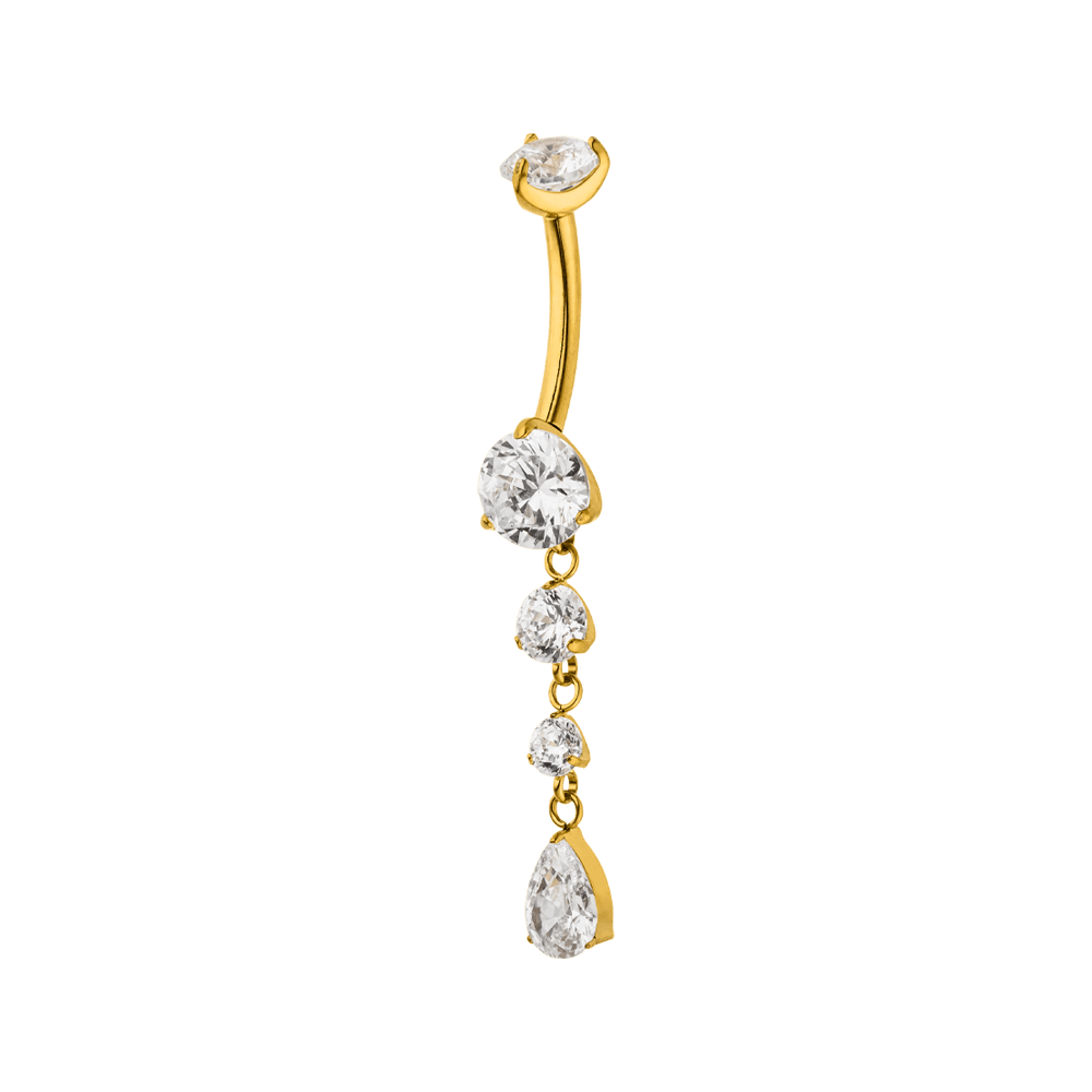 Bauchnabelpiercing mit Anhänger 18K vergoldet Titan wasserfest Steine