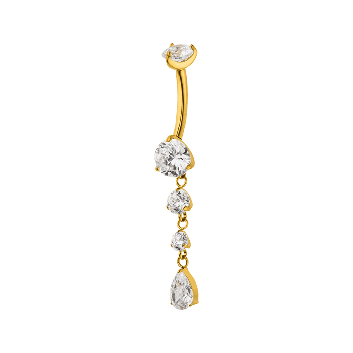 Bauchnabelpiercing mit Anhänger 18K vergoldet Titan wasserfest Steine