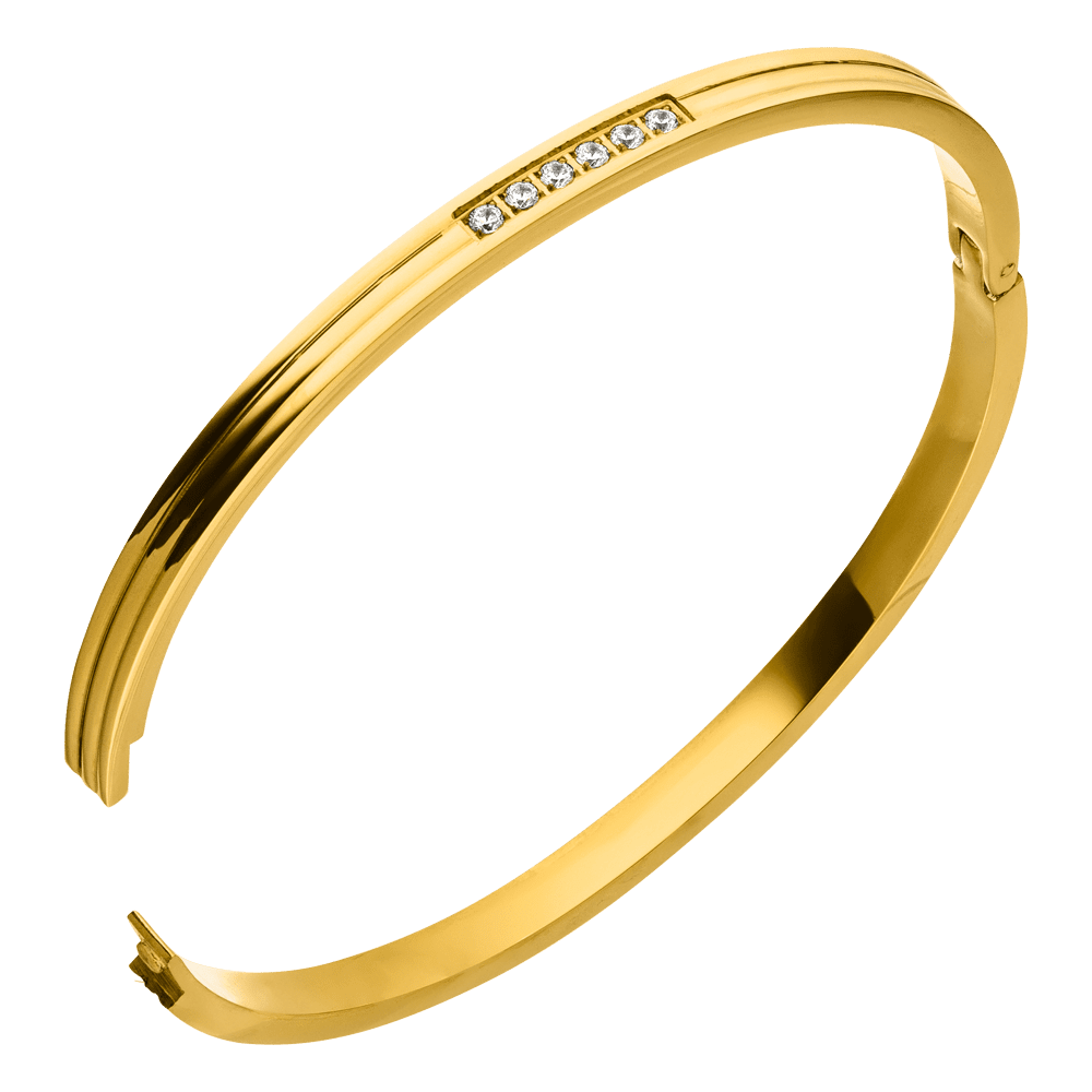 Edelstahl Armreif 18K vergoldet wasserfest Steinchen