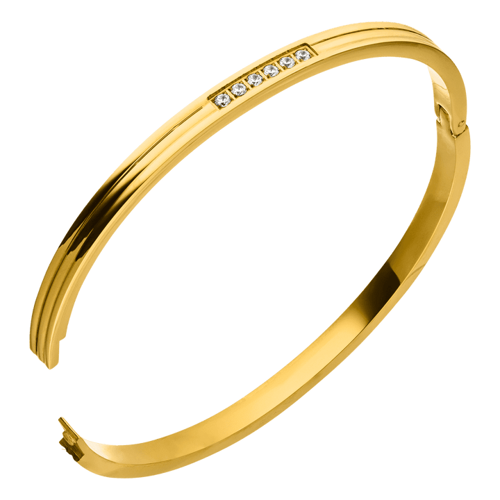 Edelstahl Armreif 18K vergoldet wasserfest Steinchen