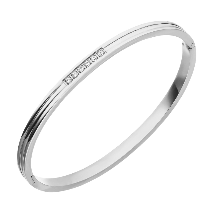 dezenter Armreif Silber Glitzer Steinchen Edelstahl wasserfest