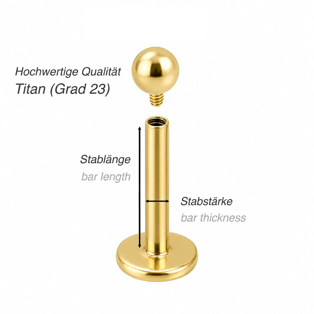 Innengewinde Kugel Piercing Titan gold