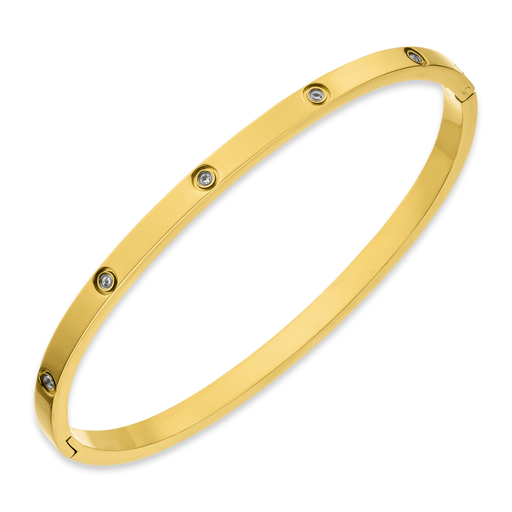 dünner Armreif Zirkonia 18K vergoldet Edelstahl