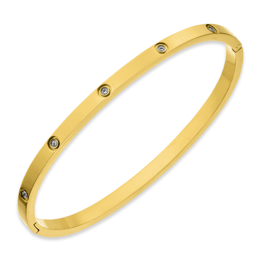 dünner Armreif Zirkonia 18K vergoldet Edelstahl