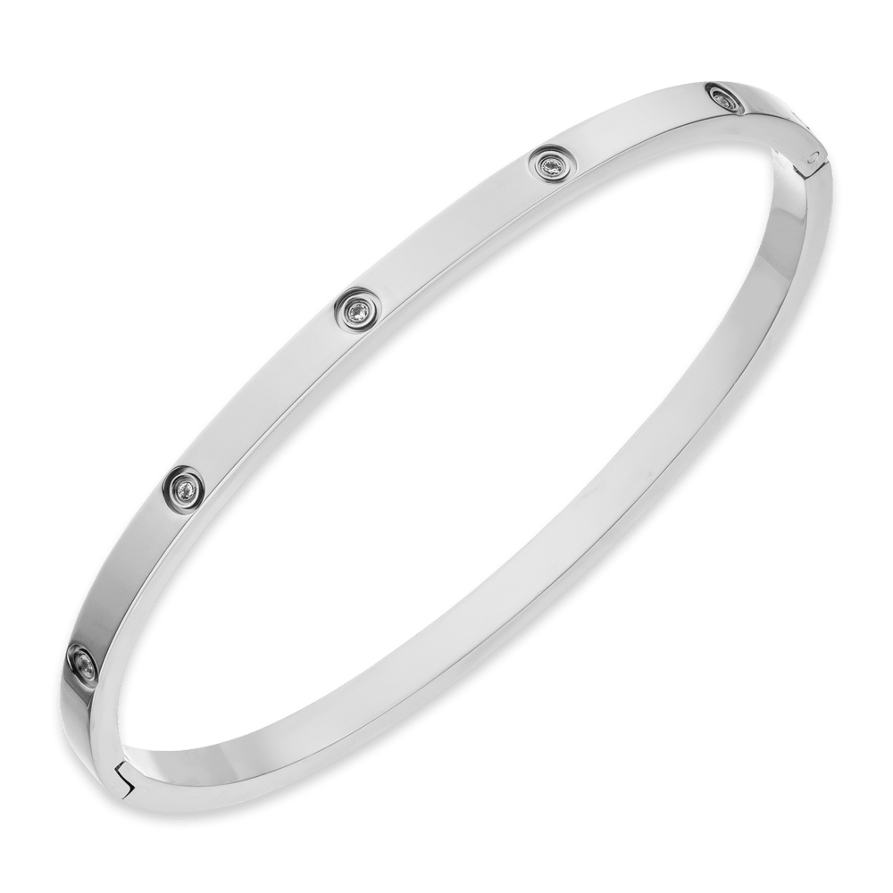 wasserfester Armreif dünn Silber Edelstahl Zirkonia Steine schmal