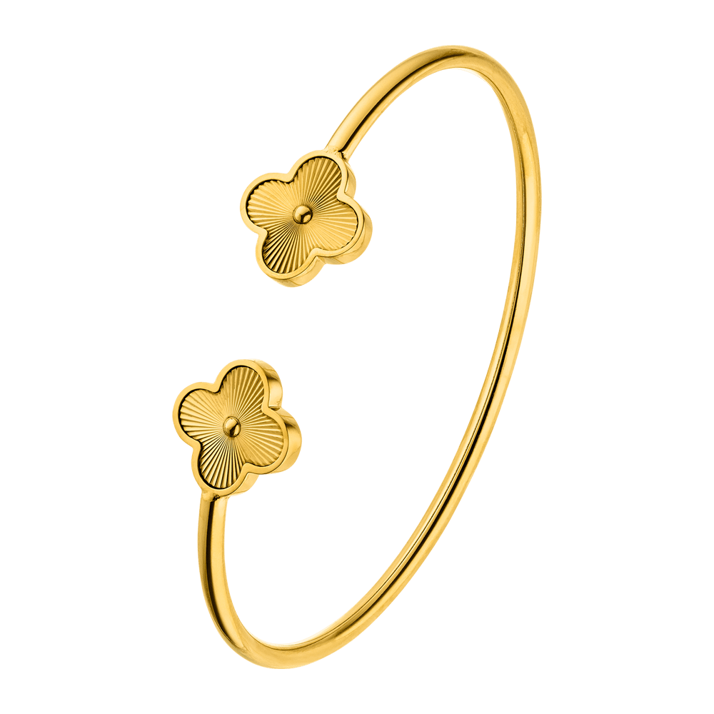 Clover Armreif 18K vergoldet Kleeblätter Edelstahl wasserfest