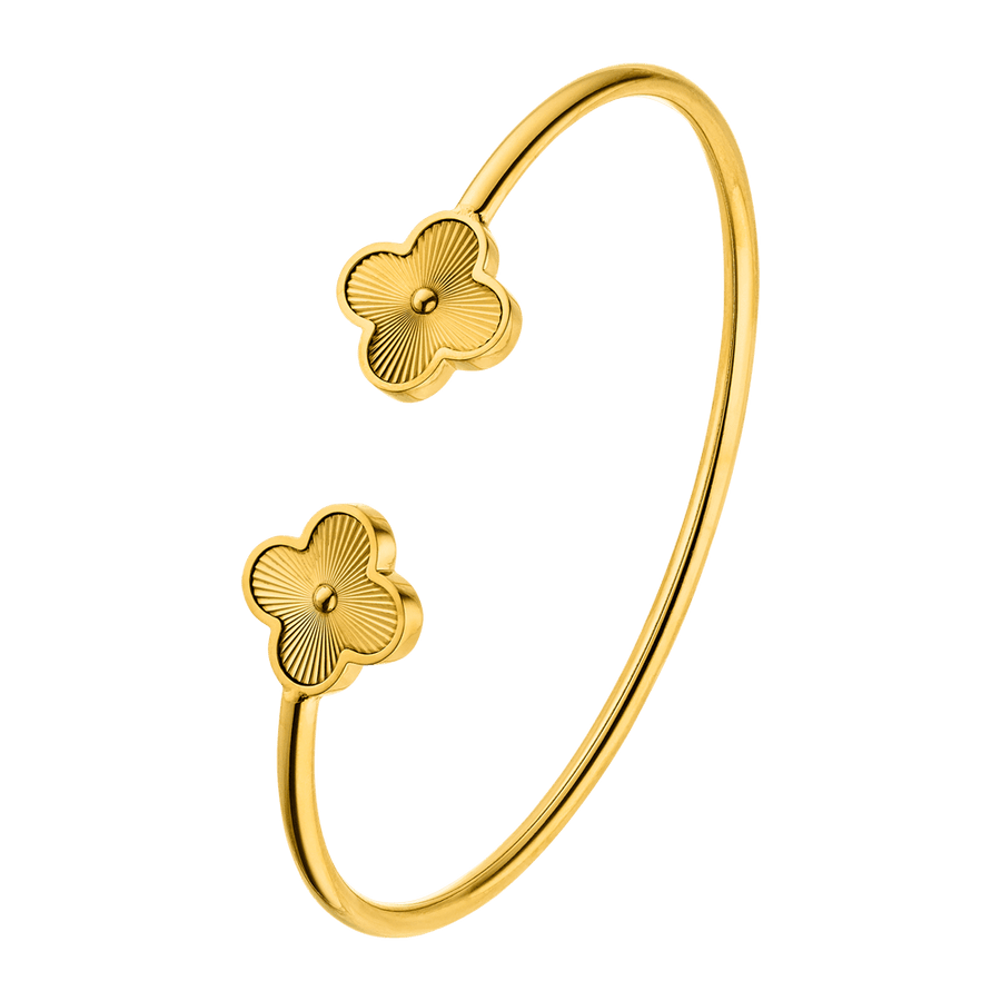 Clover Armreif 18K vergoldet Kleeblätter Edelstahl wasserfest