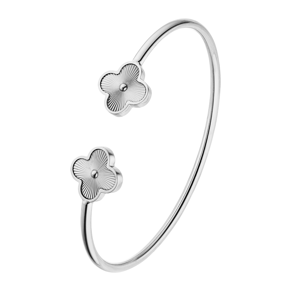 Clover Armreif Silber Edelstahl Kleeblätter wasserfest