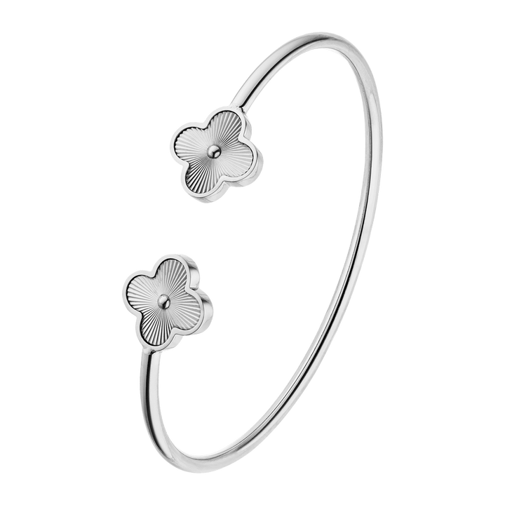 Clover Armreif Silber Edelstahl Kleeblätter wasserfest