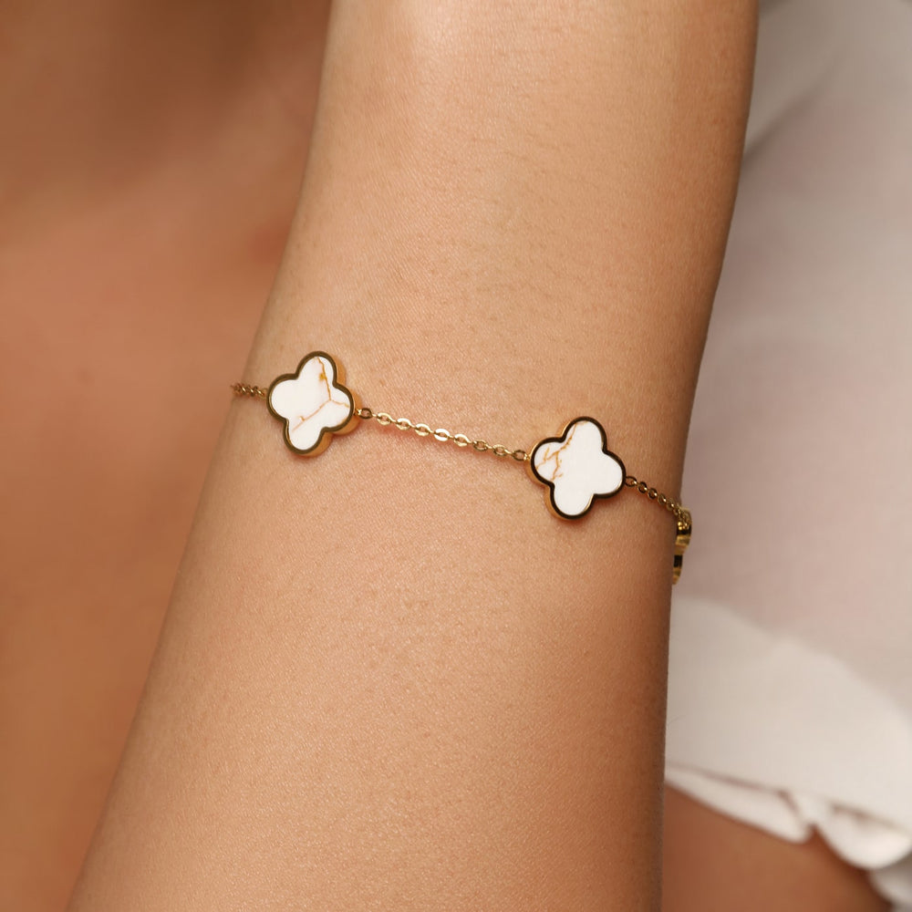 Kleeblatt Armband wasserfest nickelfrei vergoldet Chirurgenstahl