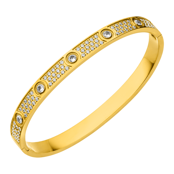 Zirkonia Armreif Iced out 18K vergoldet wasserfest Glitzer Steine