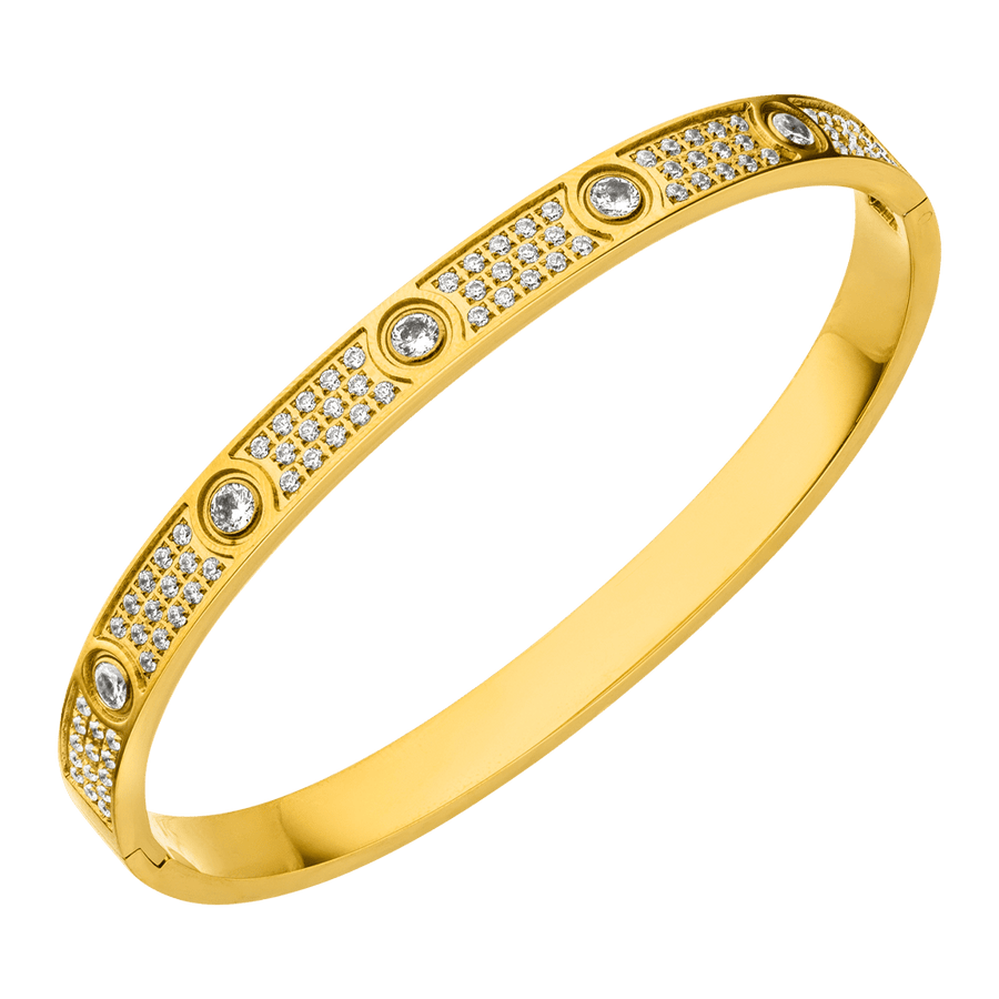 Zirkonia Armreif Iced out 18K vergoldet wasserfest Glitzer Steine