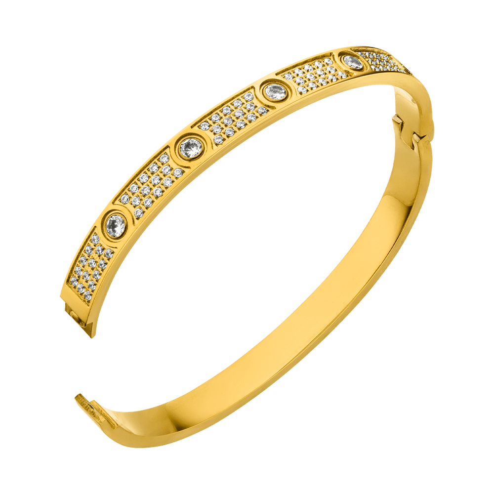 wasserfester Armreif luxuriöser Zirkonia Armreif nickelfrei Steinchen