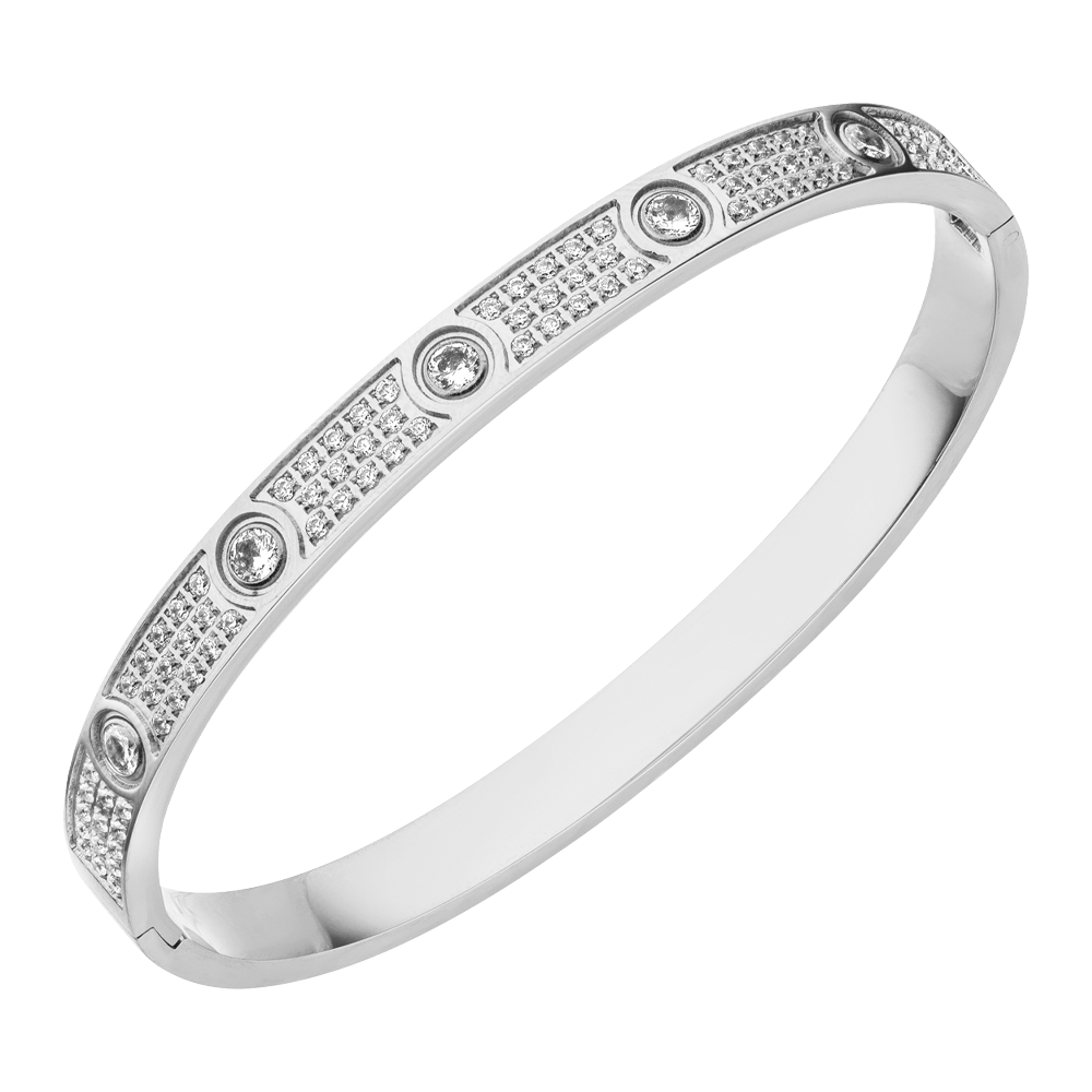 Armreif mit Zirkonia Steinen Silber wasserfest Pavé