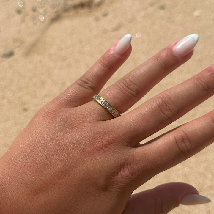 Glitzer Ring Pavé wasserfest 18K vergoldet