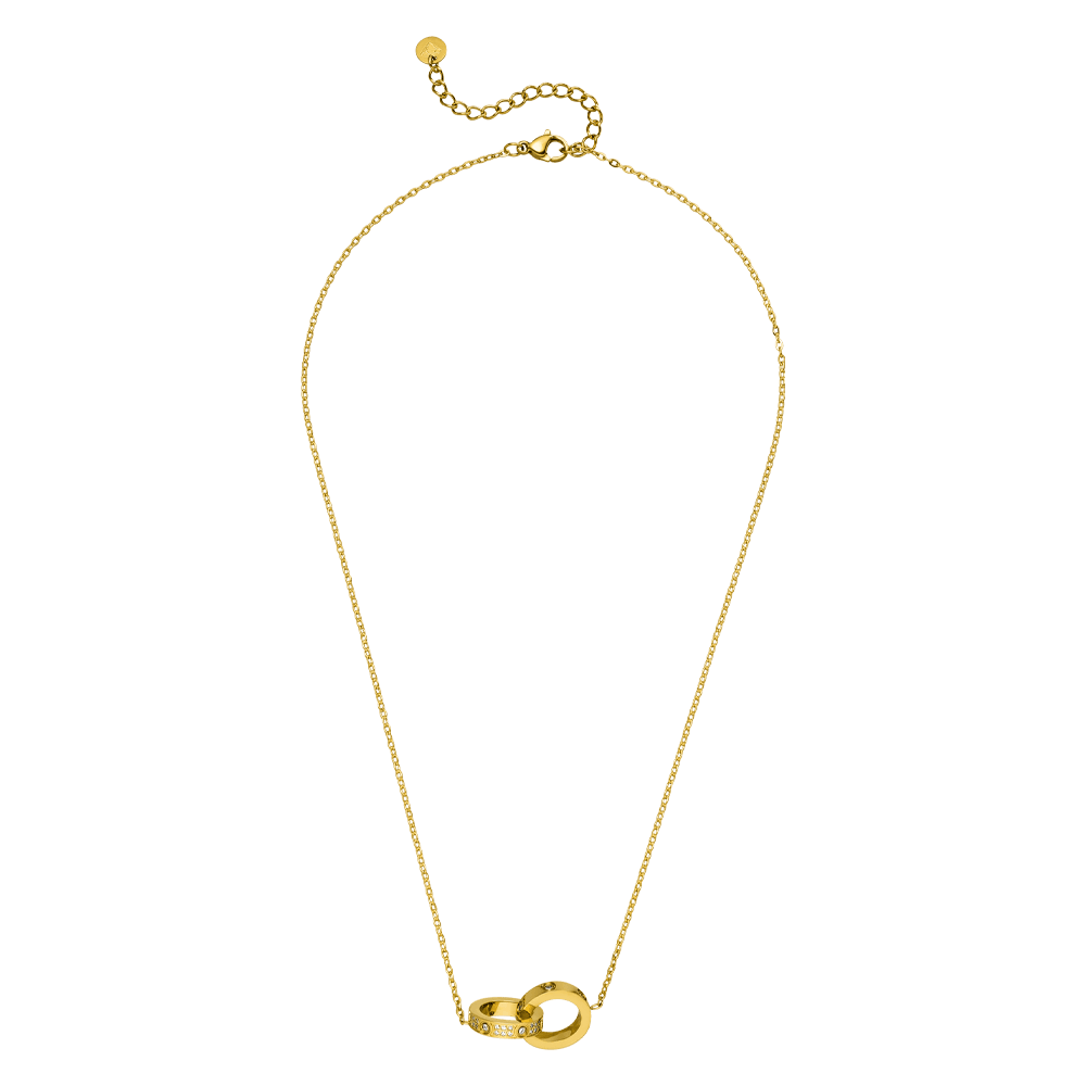 Edelstahl Halskette 18K vergoldet wasserfest mit 2 Ringe