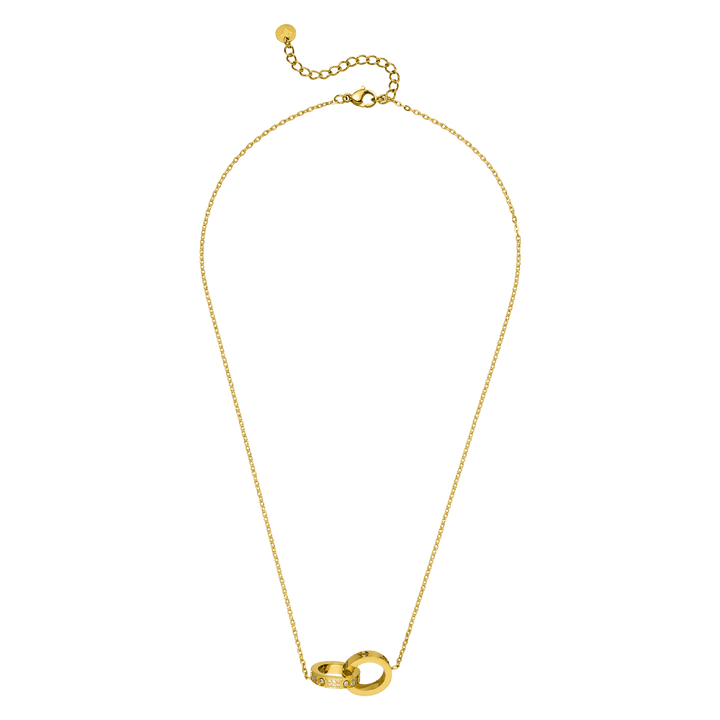 Edelstahl Halskette 18K vergoldet wasserfest mit 2 Ringe