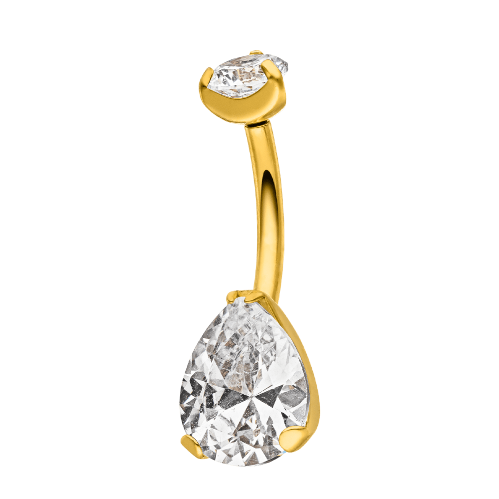 Wasserfestes Bauchnabelpiercing Titan 18K vergoldet Zirkonia