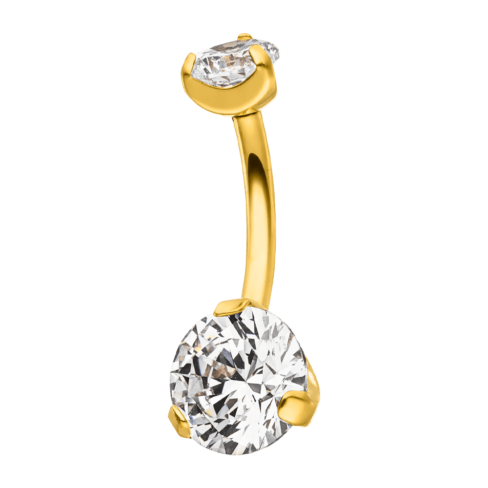 Bauchnabelpiercing mit Glitzer Steinchen Titan 18K vergoldet