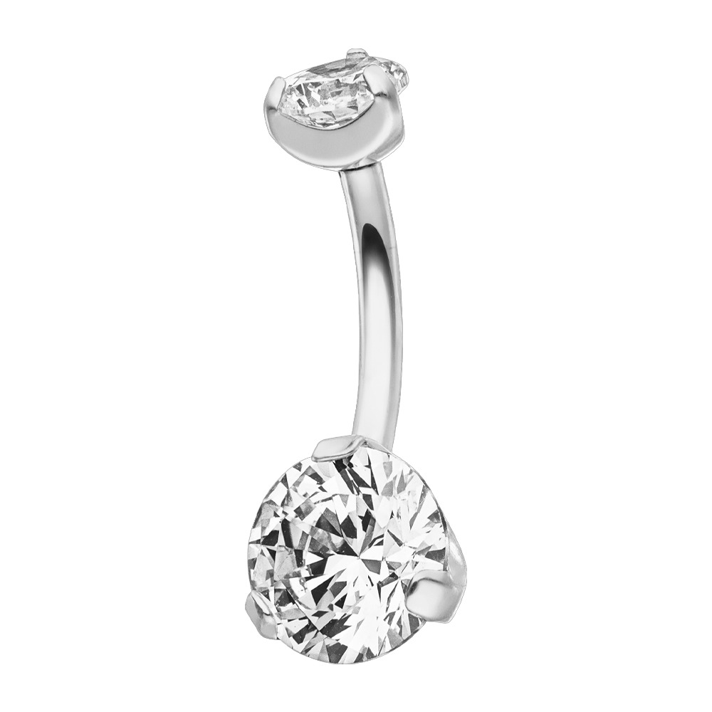 Bauchnabel Piercing Titan Silber Zirkonia Steinchen wasserfest