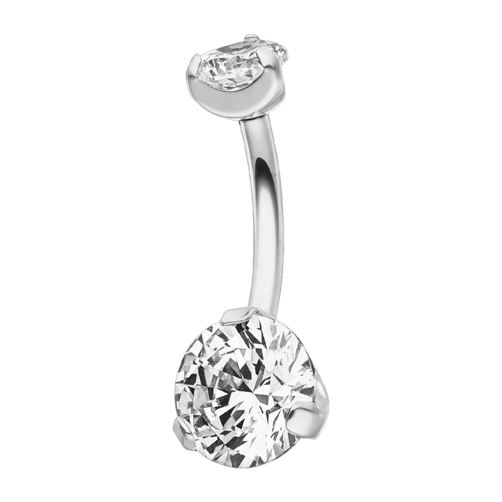 Bauchnabel Piercing Titan Silber Zirkonia Steinchen wasserfest