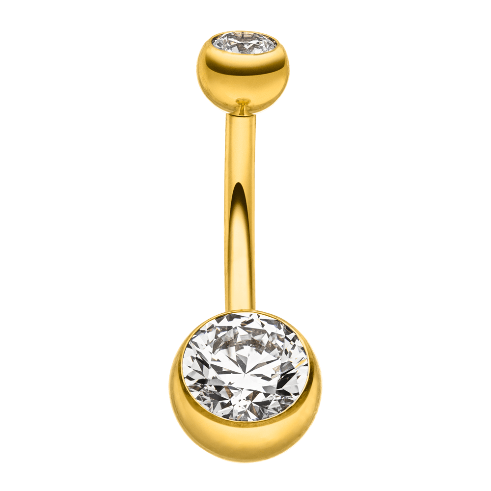 Bauchnabelpiercing wasserfest Titan 18K vergoldet Steinchen