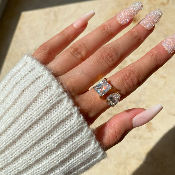Kylie Ring 2 große Steine Glitzer wasserfest