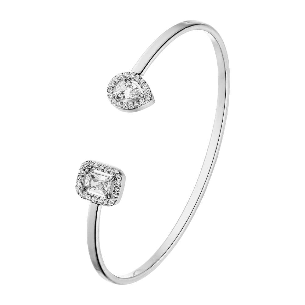 Elegantes Armband Edelstahl Silber Zirkonia Glitzer Steinchen