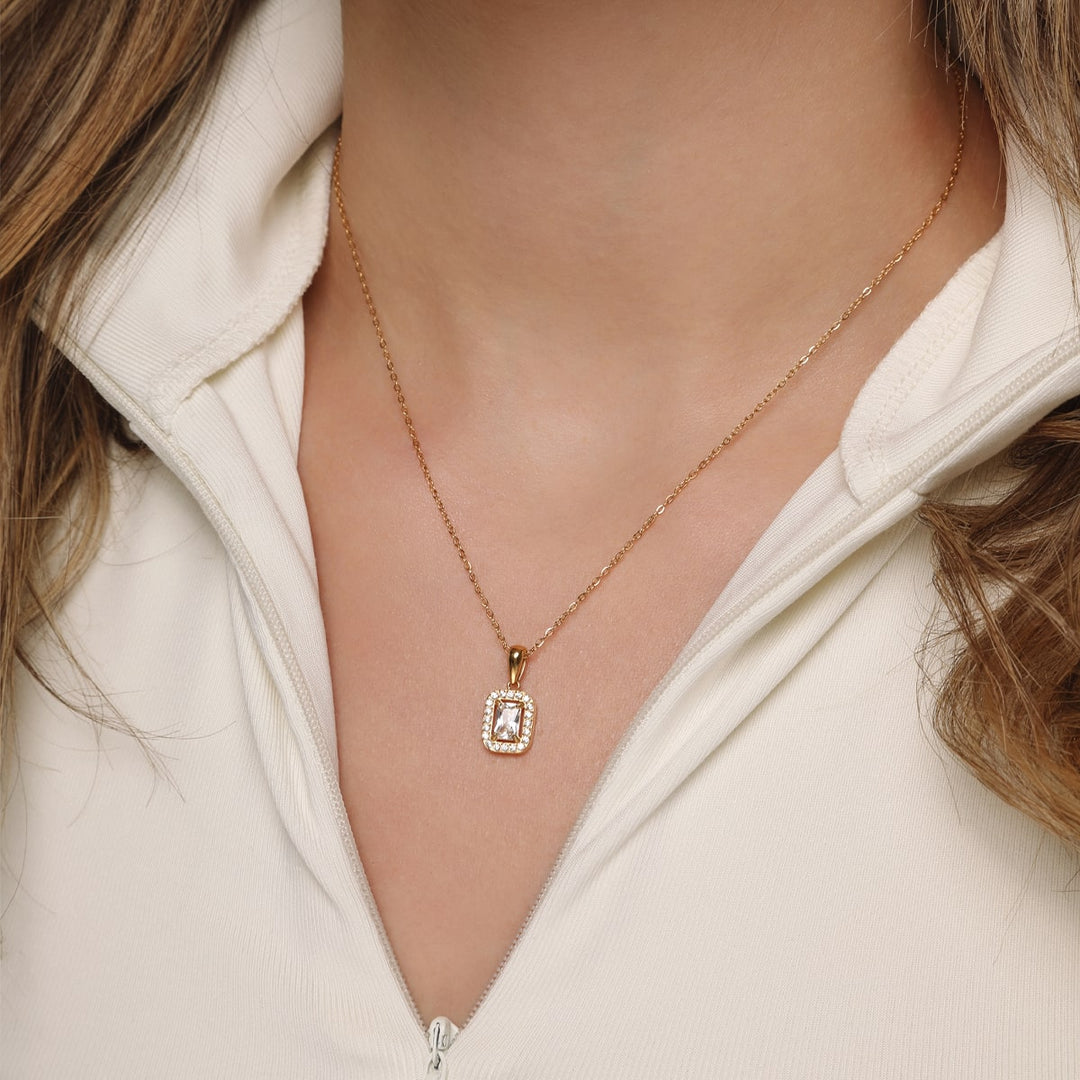 Glitzer Kette wasserfest 18K vergoldet Edelstahl