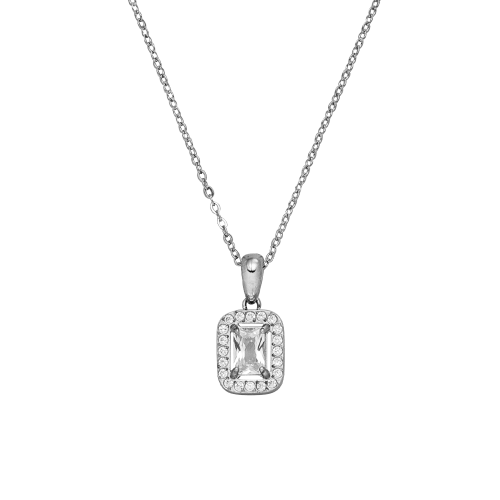 Kette mit Zirkonia Anhänger Silber wasserfest Glitzer