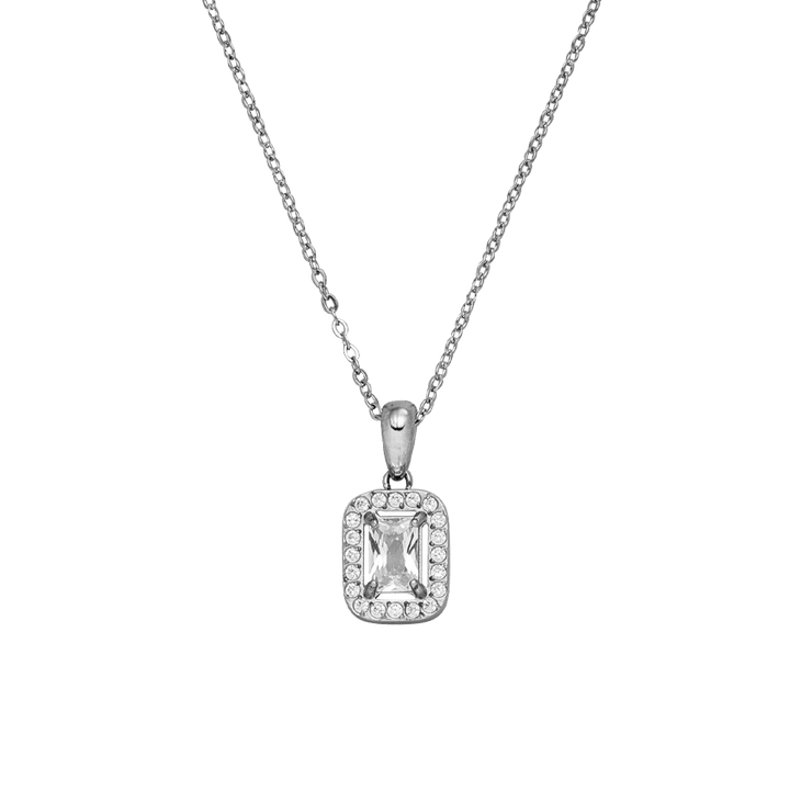 Kette mit Zirkonia Anhänger Silber wasserfest Glitzer