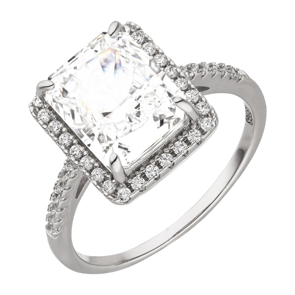 Echtsilber Ring mit Zirkonia Stein 925 Sterling Silber