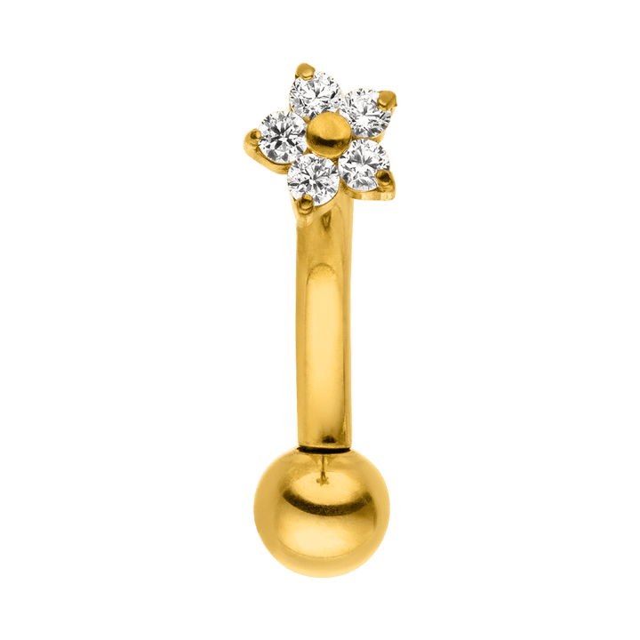 Blümchen Rook Piercing Titan Gold mit Zirkonia Steinchen