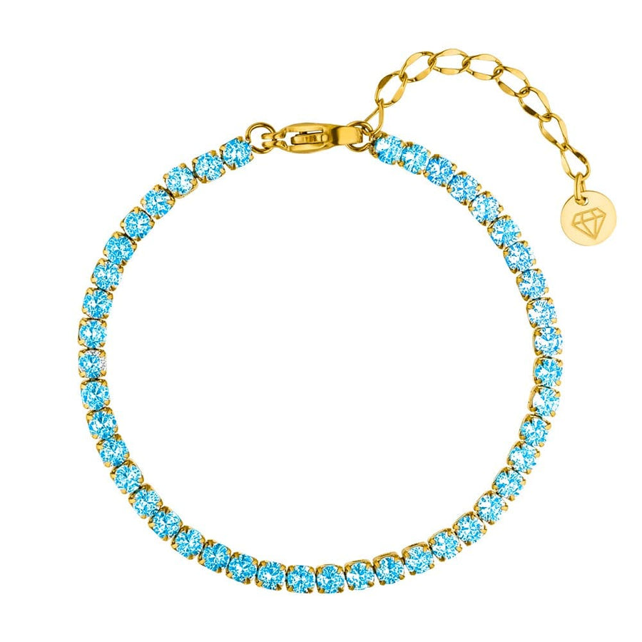 Tennis Armband blaue Steine 18K vergoldet wasserfest