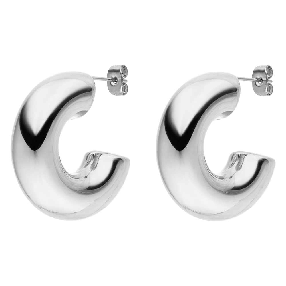 Creolen Hoops Silber Chirurgenstahl elegant Ohrstecker wasserfest Chunky