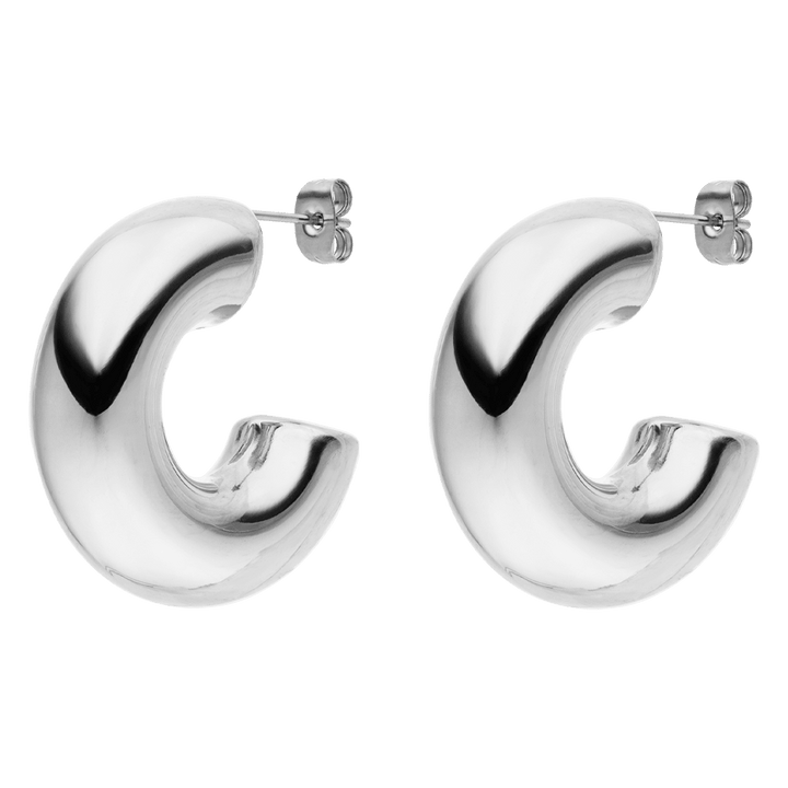 Creolen Hoops Silber Chirurgenstahl elegant Ohrstecker wasserfest Chunky