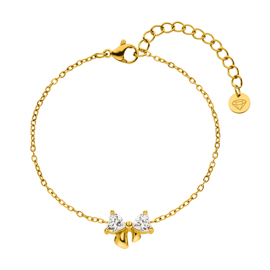 Schleifen Armband Steinchen wasserfest 18K vergoldet Edelstahl