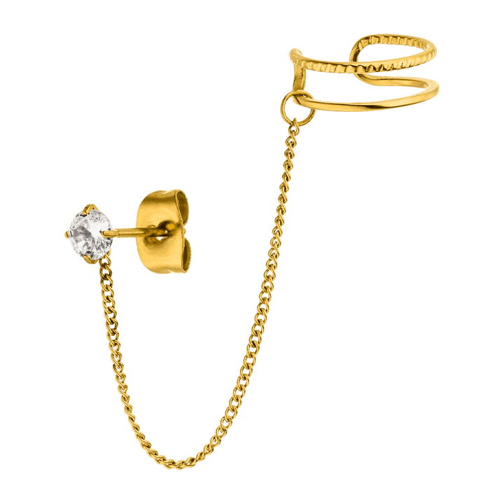 Ohrstecker Kette und Ear Cuff Chirurgenstahl vergoldet