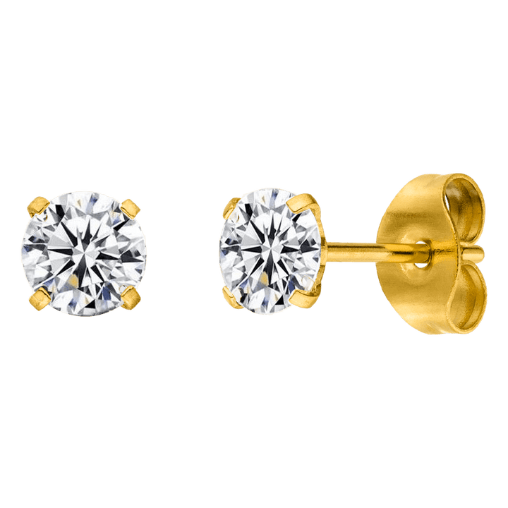 Zirkonia Ohrstecker Gold vergoldet Edelstahl wasserfest 5mm