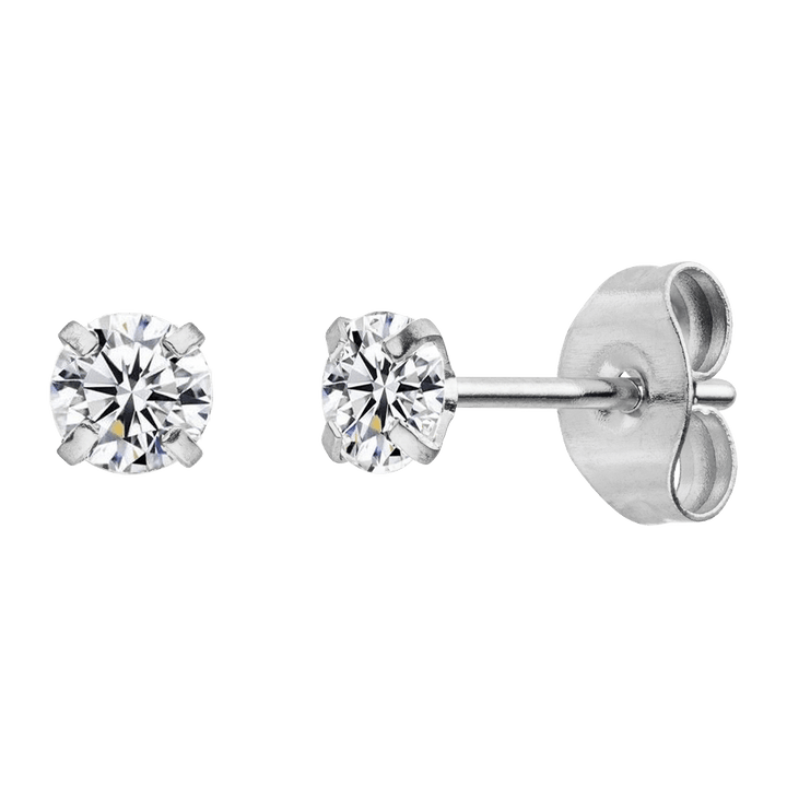 Zirkonia Kristall Ohrstecker Silber Edelstahl Glitzer 4mm