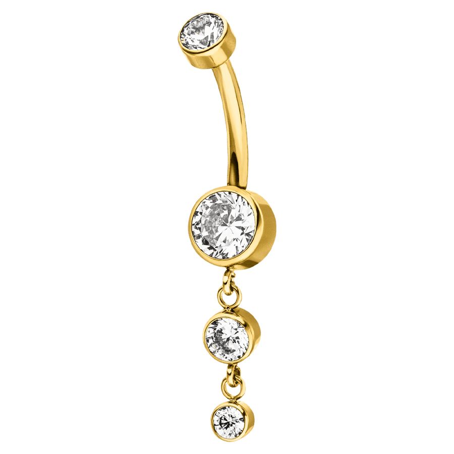 Bauchnabelpiercing Titan Gold wasserfest Glitzer Steine