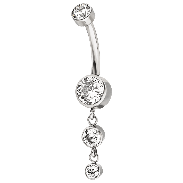 Bauchnabelpiercing Silber Titan wasserfest Glitzer Steine